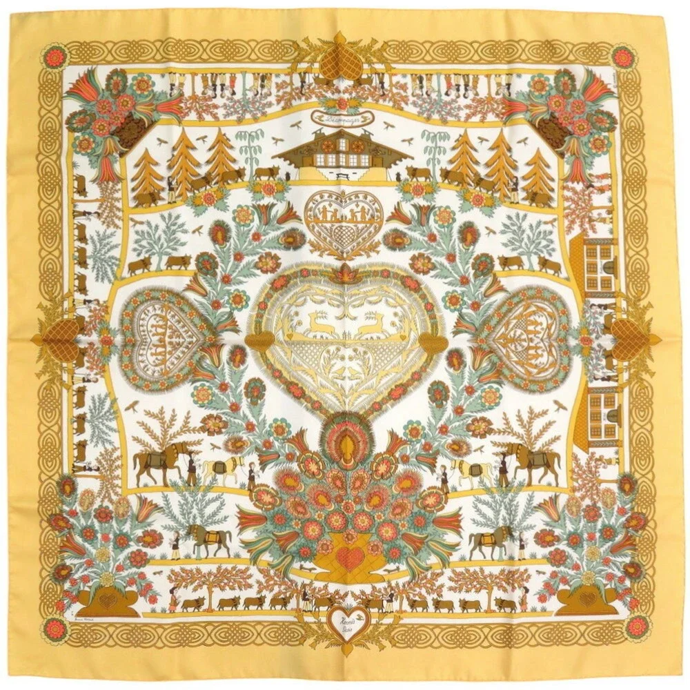 HERMES Black Silk Scarf - Picture 1 of 7